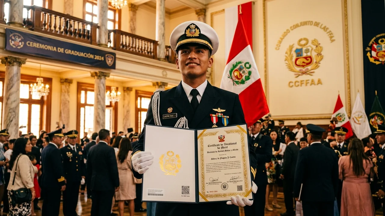 Oficial superior en retiro condecorando y respaldando la preparación castrense